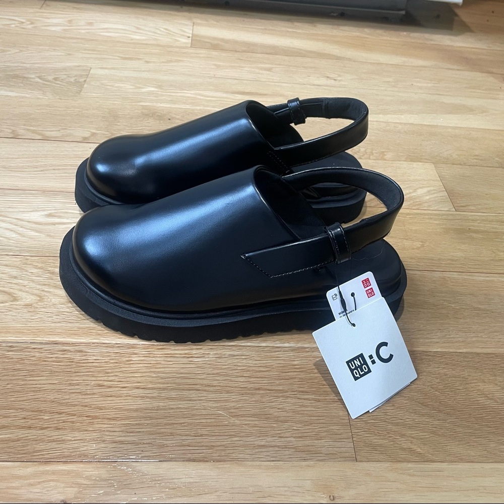 NWT Uniqlo C Black Clog Mule Flats